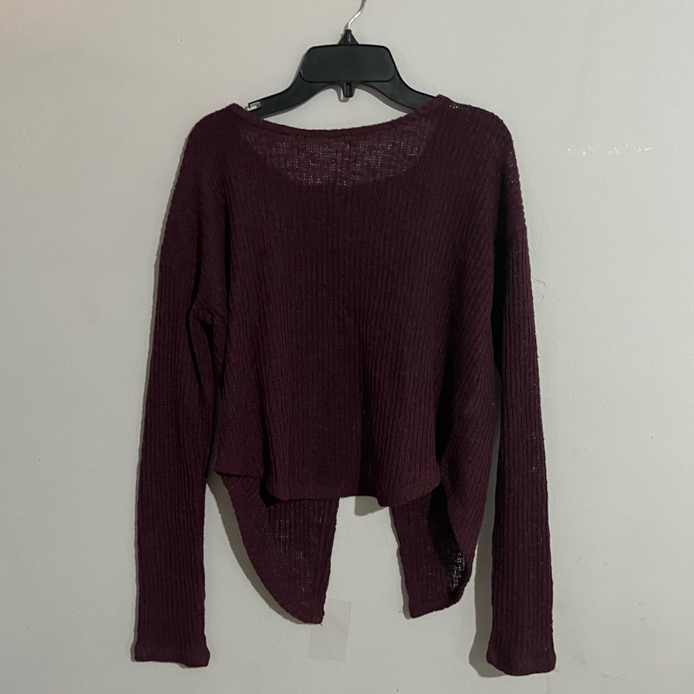 Burgundy open back knit sweater